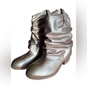 Girls Rose Gold Slouch Boots | Size 6 Kids | Metallic Mid Calf | New in Box
